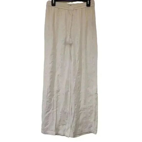 Volcom Women's White Cotton Sun Spent Drawstring Pants - Picture 3 of 12